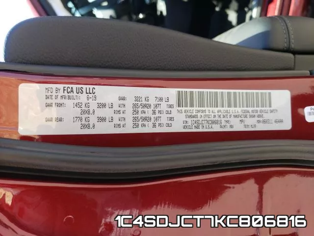 1C4SDJCT7KC806816 фото 2