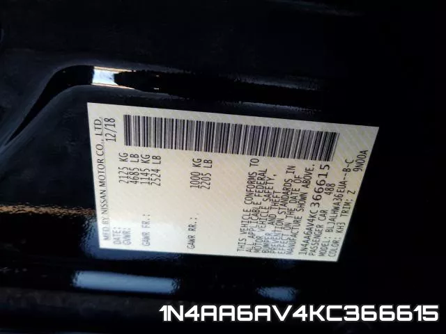 1N4AA6AV4KC366615 фото 2