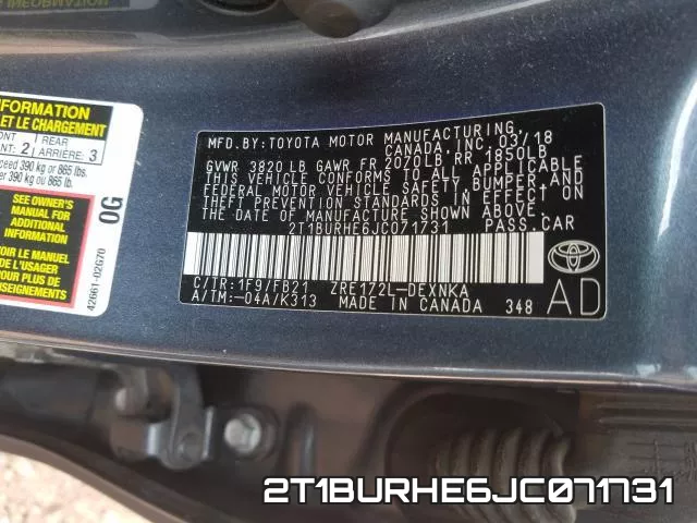 2T1BURHE6JC071731 фото 2