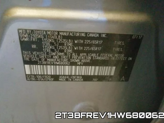 2T3BFREV1HW680062 фото 2