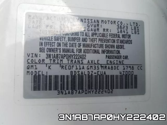 3N1AB7AP0HY222402 фото 2