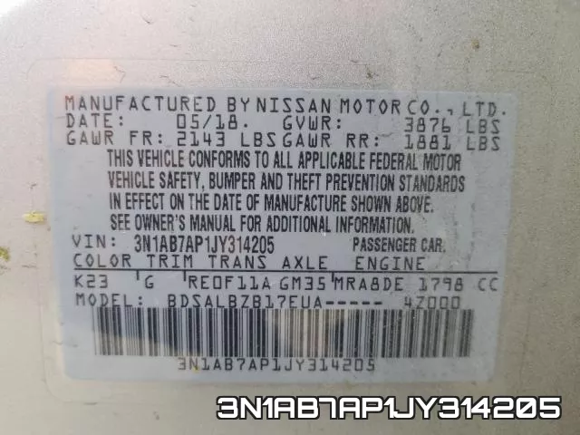 3N1AB7AP1JY314205 фото 2