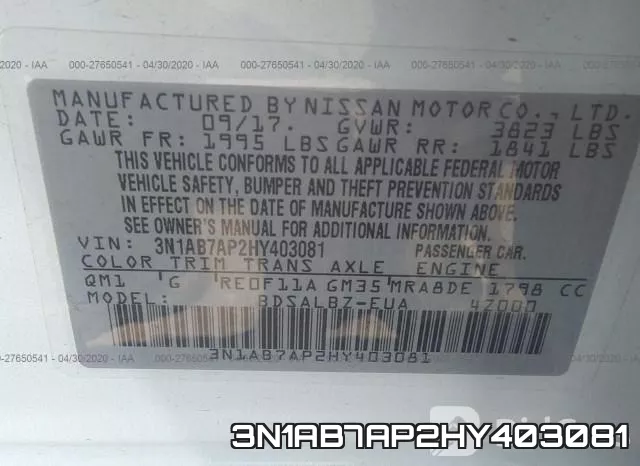 3N1AB7AP2HY403081 фото 9