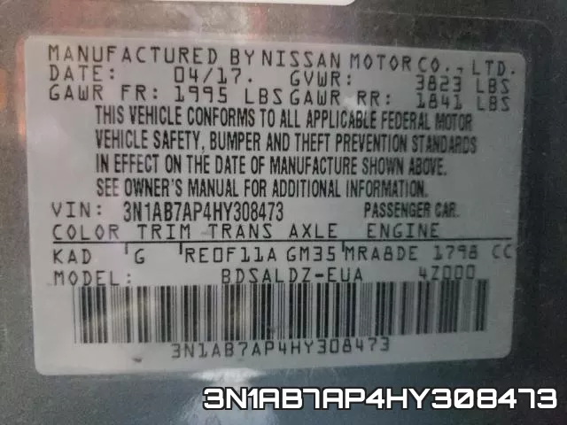 3N1AB7AP4HY308473 фото 2
