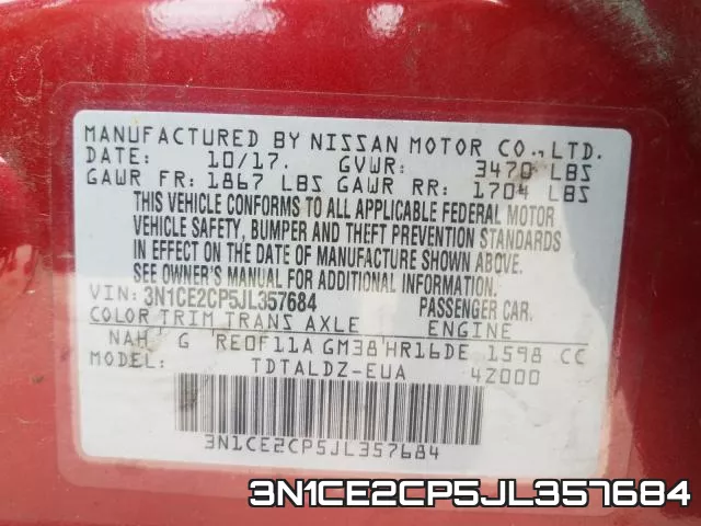 3N1CE2CP5JL357684 фото 2