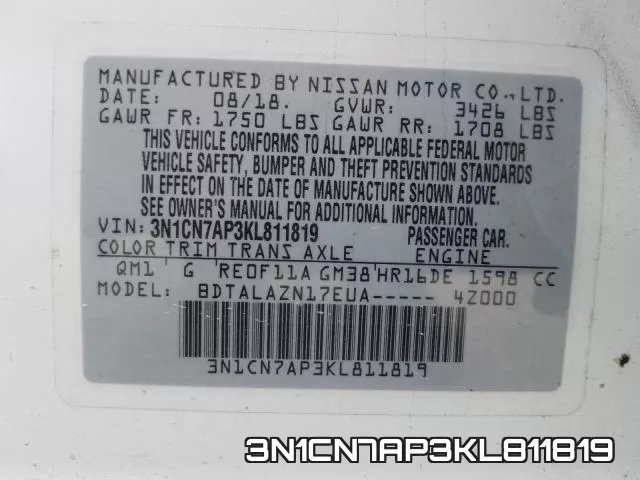 3N1CN7AP3KL811819 фото 2
