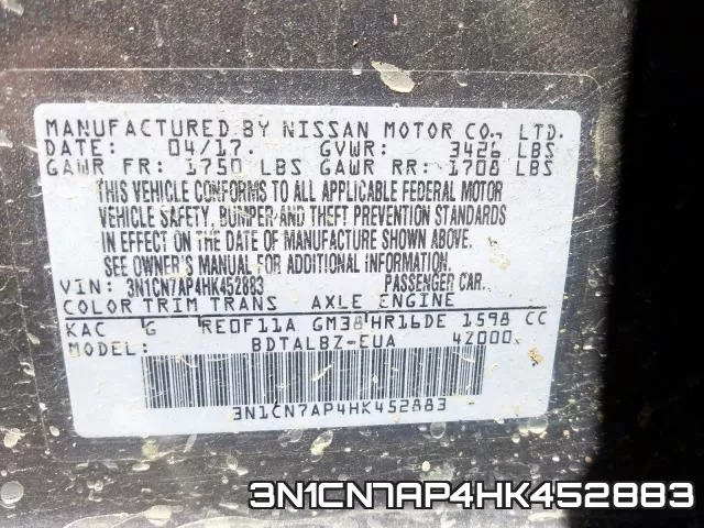 3N1CN7AP4HK452883 фото 2