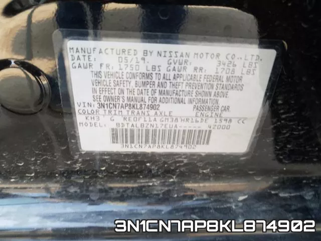 3N1CN7AP8KL874902 фото 2