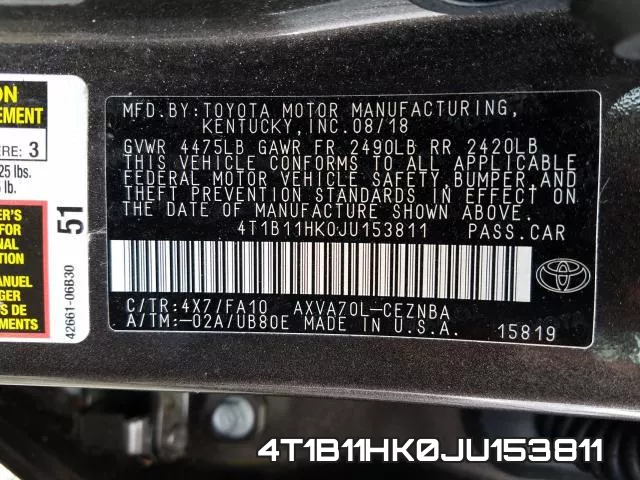 4T1B11HK0JU153811 фото 2