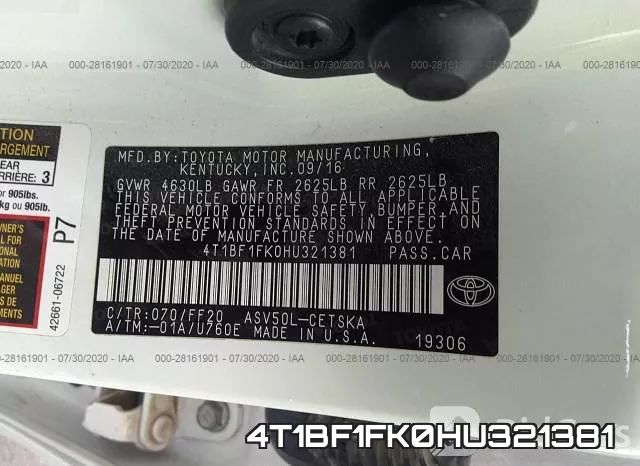 4T1BF1FK0HU321381 фото 10
