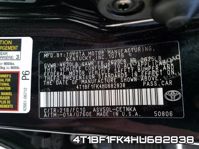 4T1BF1FK4HU682838 фото 2