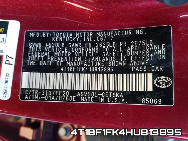 4T1BF1FK4HU813895 фото 2