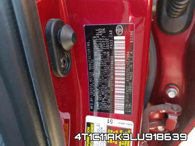 4T1C11AK3LU918639 фото 2