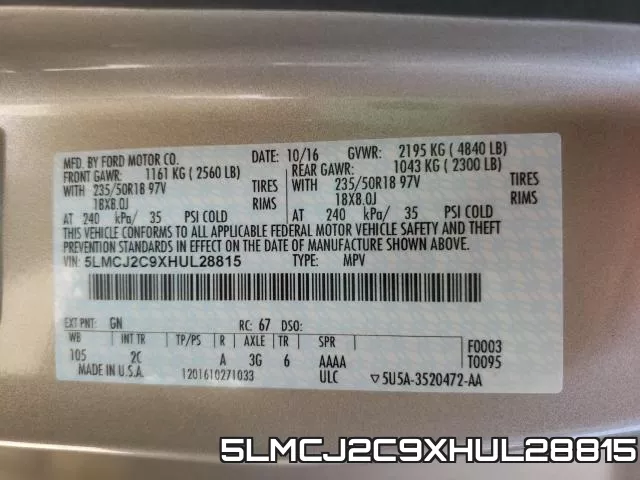 5LMCJ2C9XHUL28815 фото 2
