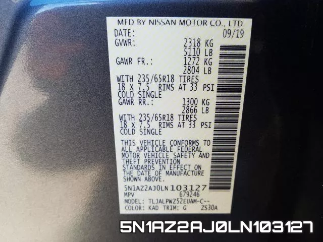 5N1AZ2AJ0LN103127 фото 2