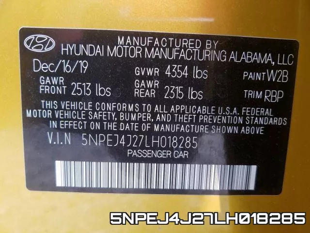 5NPEJ4J27LH018285 фото 2
