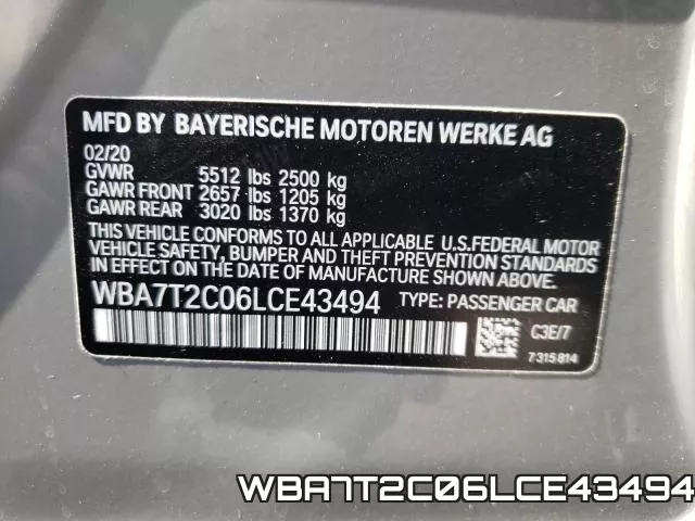 WBA7T2C06LCE43494 фото 2