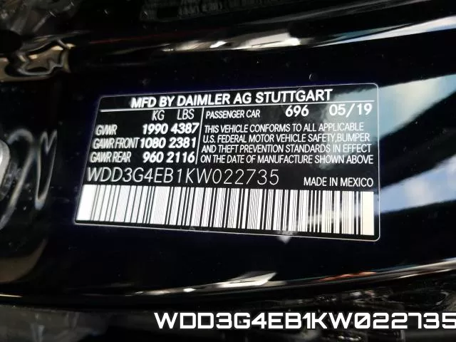 WDD3G4EB1KW022735 фото 2