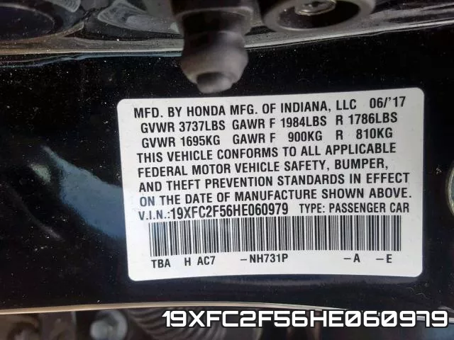 19XFC2F56HE060979 фото 2
