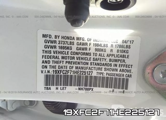19XFC2F71HE225127 фото 10