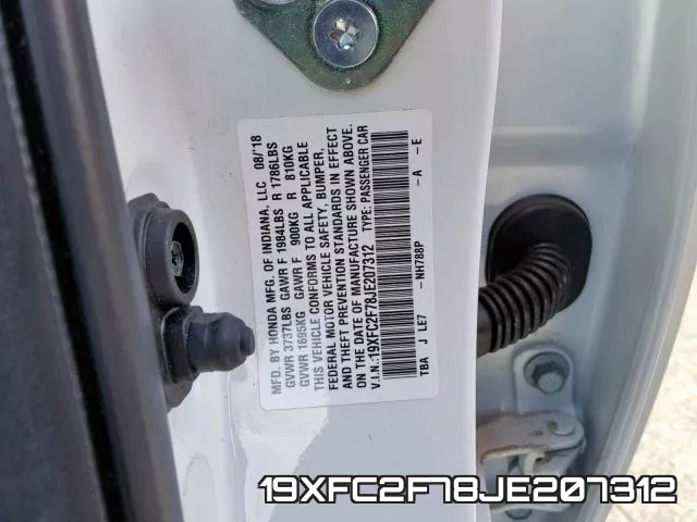 19XFC2F78JE207312 фото 2