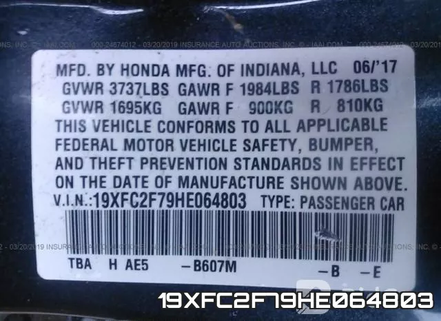 19XFC2F79HE064803 фото 10