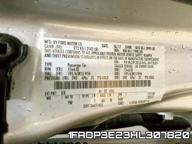 1FADP3E23HL307820 фото 2