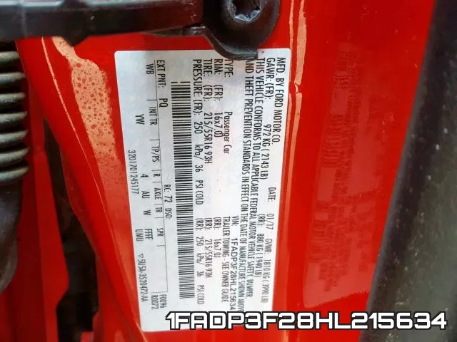 1FADP3F28HL215634 фото 2