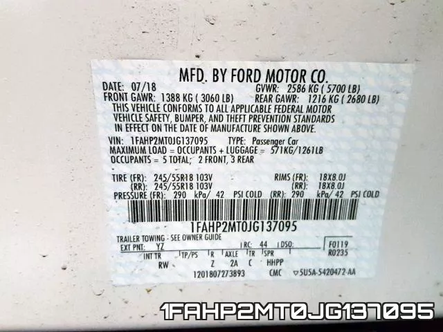 1FAHP2MT0JG137095 фото 2