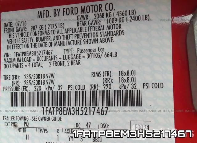 1FATP8EM3H5217467 фото 10