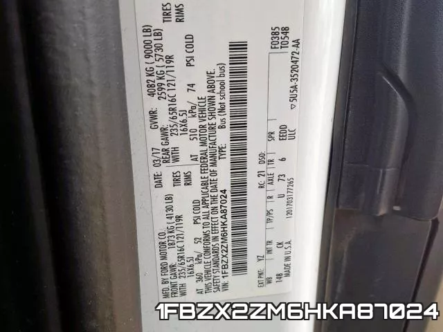 1FBZX2ZM6HKA87024 фото 2