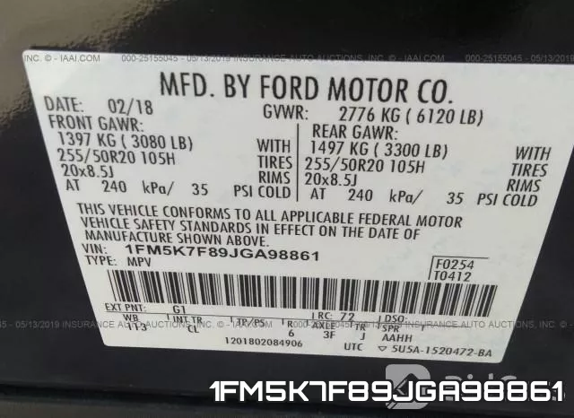 1FM5K7F89JGA98861 фото 10