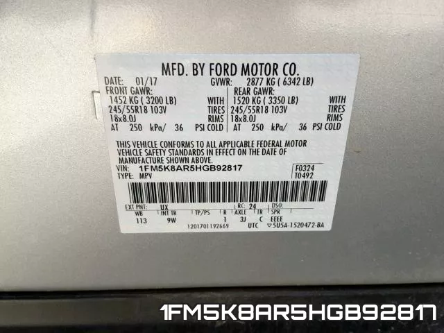 1FM5K8AR5HGB92817 фото 2