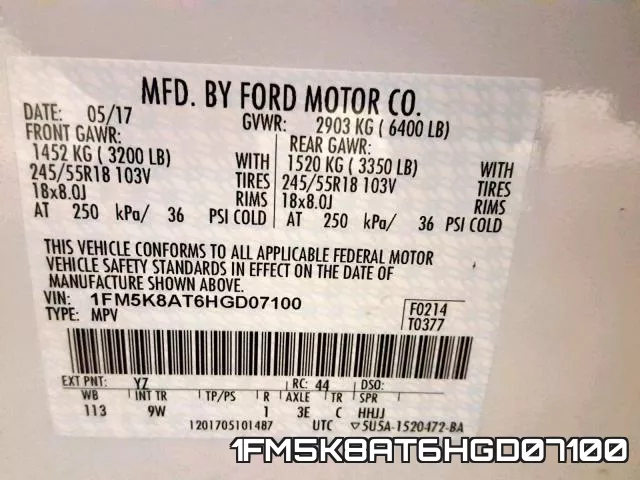 1FM5K8AT6HGD07100 фото 2