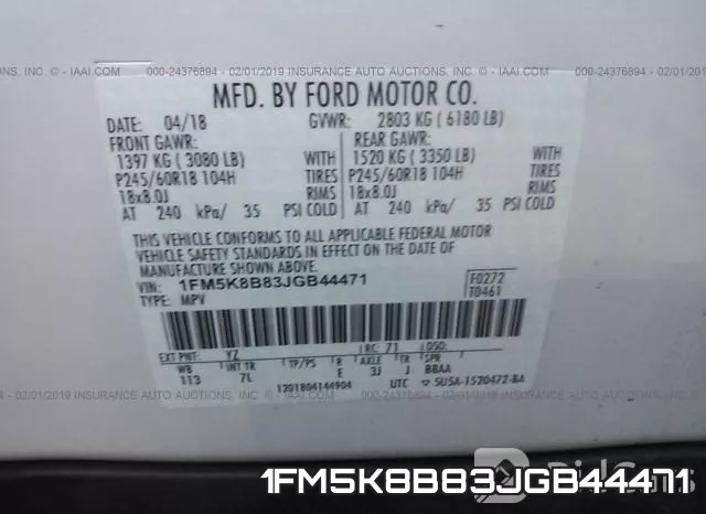1FM5K8B83JGB44471 фото 10