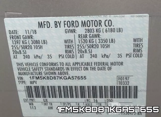 1FM5K8D87KGA57655 фото 10