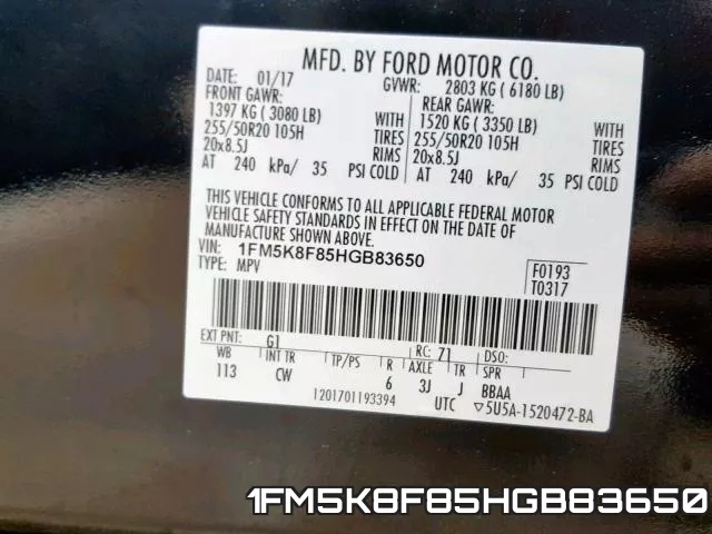 1FM5K8F85HGB83650 фото 2
