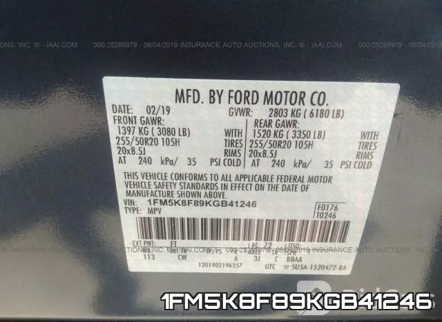 1FM5K8F89KGB41246 фото 10