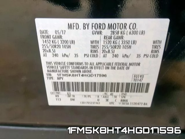 1FM5K8HT4HGD17596 фото 2