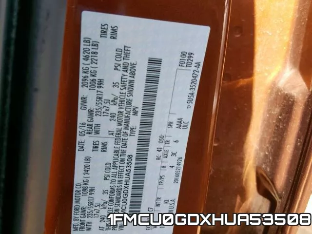 1FMCU0GDXHUA53508 фото 2