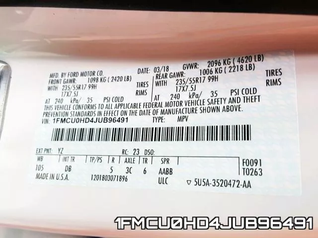 1FMCU0HD4JUB96491 фото 2