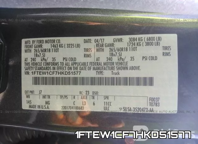 1FTEW1CF7HKD51577 фото 10