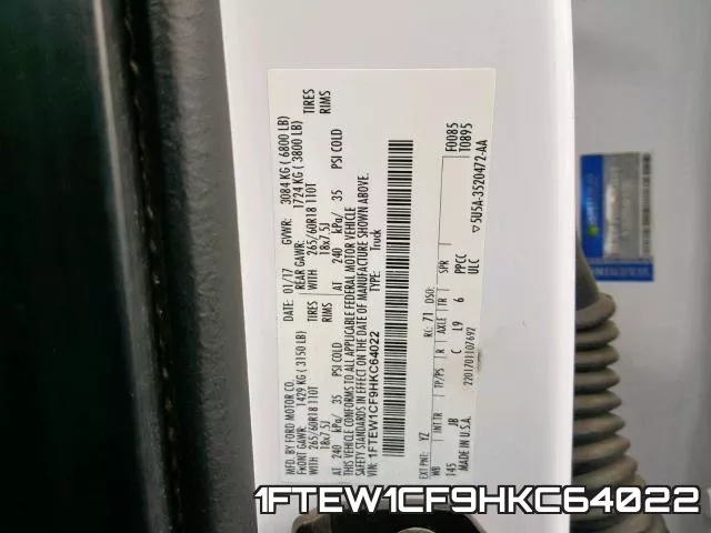 1FTEW1CF9HKC64022 фото 2