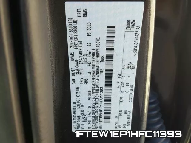 1FTEW1EP1HFC11393 фото 2