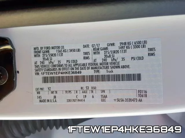 1FTEW1EP4HKE36849 фото 2