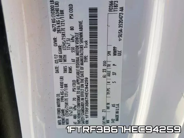 1FTRF3B67HEC94259 фото 2