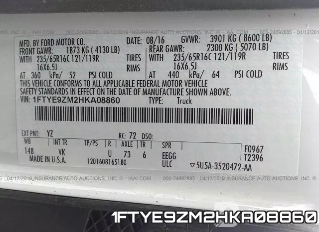 1FTYE9ZM2HKA08860 фото 10