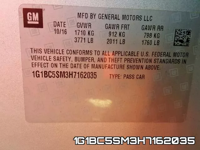 1G1BC5SM3H7162035 фото 2