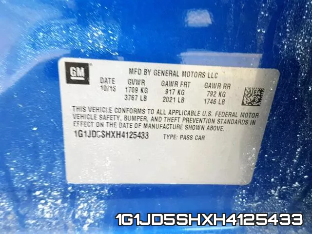 1G1JD5SHXH4125433 фото 2