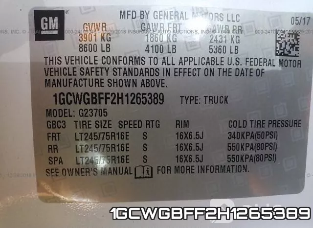 1GCWGBFF2H1265389 фото 10